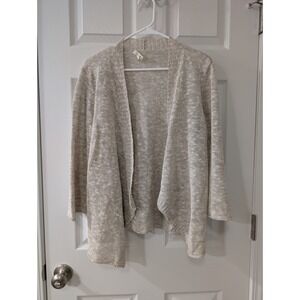 Eileen Fisher, Petite L, Melange Linen Blend Open Front Cardigan in Color Grain